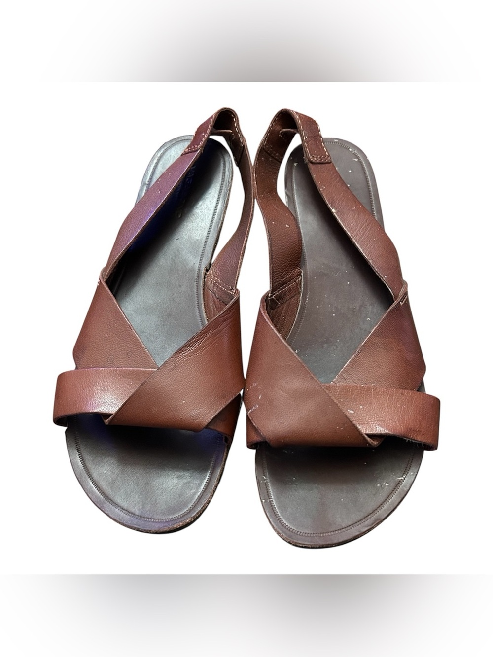 Vagabond Brown Leather Crisscross Slingback Sandals